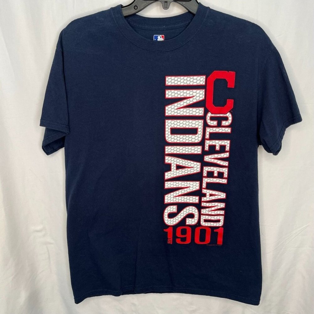 Cleveland Indians Baseball Adult Men's M Dark Blue S/S T-Shirt MLB Genuine Merch